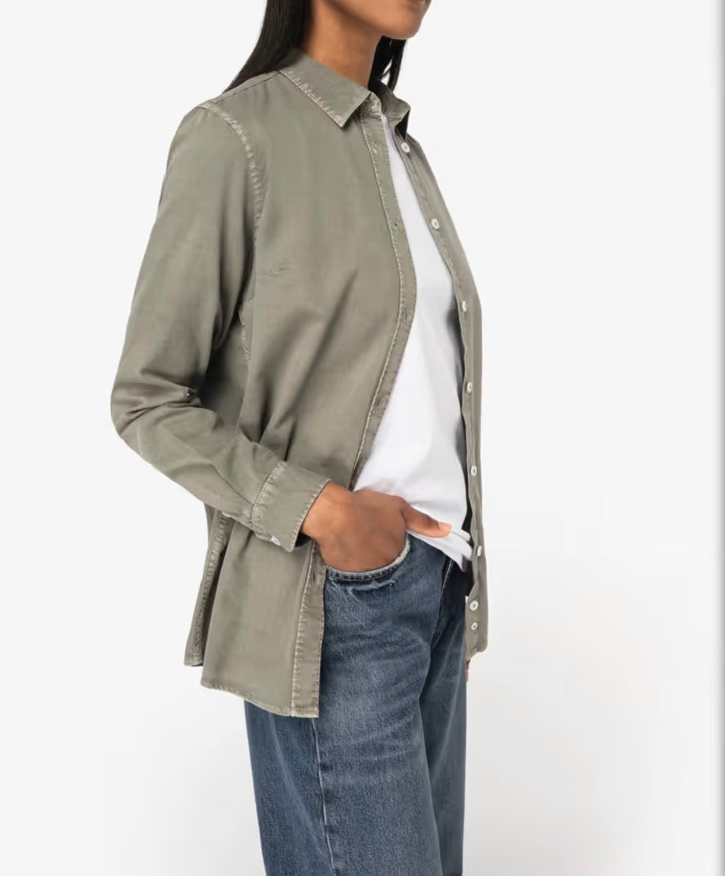 Ladies’ washed effect shirt
